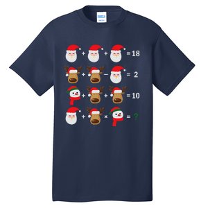 Christmas Santa Claus Fraction Cute Xmas Cookie Math Teacher Tall T-Shirt