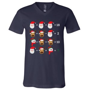 Christmas Santa Claus Fraction Cute Xmas Cookie Math Teacher V-Neck T-Shirt