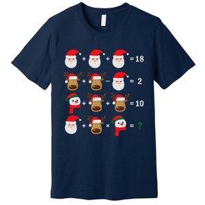 Christmas Santa Claus Fraction Cute Xmas Cookie Math Teacher Premium T-Shirt