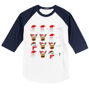 Christmas Santa Claus Fraction Cute Xmas Cookie Math Teacher Baseball Sleeve Shirt