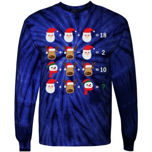 Christmas Santa Claus Fraction Cute Xmas Cookie Math Teacher Tie-Dye Long Sleeve Shirt