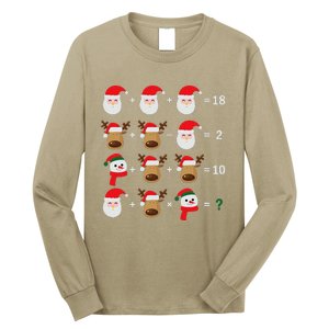 Christmas Santa Claus Fraction Cute Xmas Cookie Math Teacher Long Sleeve Shirt