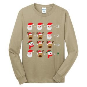 Christmas Santa Claus Fraction Cute Xmas Cookie Math Teacher Tall Long Sleeve T-Shirt