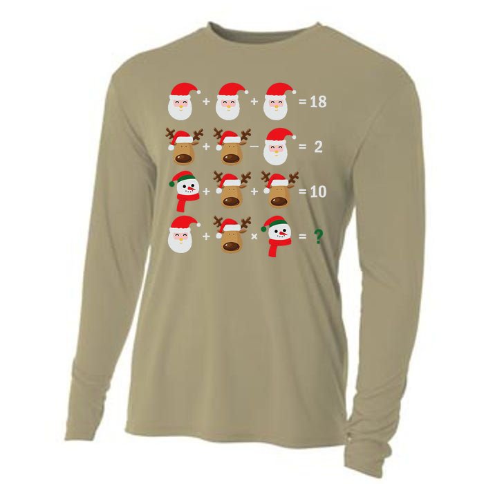 Christmas Santa Claus Fraction Cute Xmas Cookie Math Teacher Cooling Performance Long Sleeve Crew