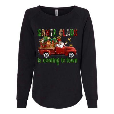 Christmas Santa Claus Is Coming To Town Xmas Red Truck Pjs Womens California Wash Sweatshirt