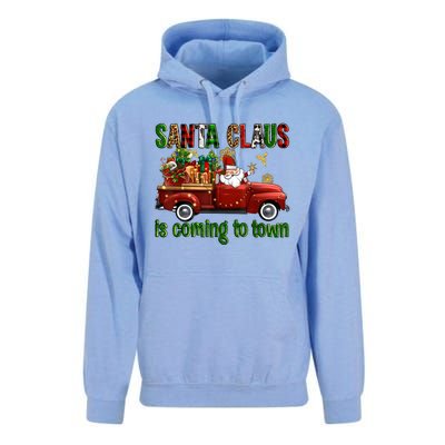 Christmas Santa Claus Is Coming To Town Xmas Red Truck Pjs Unisex Surf Hoodie