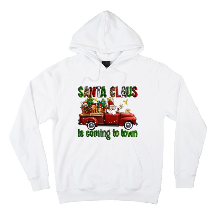 Christmas Santa Claus Is Coming To Town Xmas Red Truck Pjs Hoodie