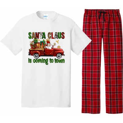 Christmas Santa Claus Is Coming To Town Xmas Red Truck Pjs Pajama Set