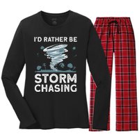 Cool Storm Chasing Hurricane Hunter Women's Long Sleeve Flannel Pajama Set 