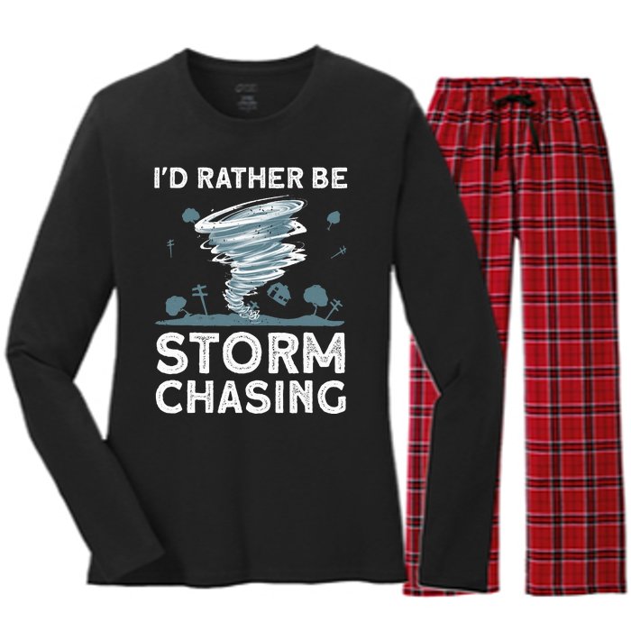 Cool Storm Chasing Hurricane Hunter Women's Long Sleeve Flannel Pajama Set 