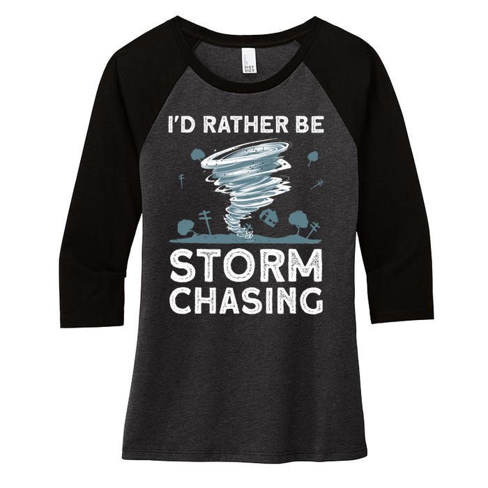 Cool Storm Chasing Hurricane Hunter Women's Tri-Blend 3/4-Sleeve Raglan Shirt