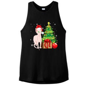 Christmas Sphynx Cat Paw Cute Xmas Tree Lights Pajama Cool Gift Ladies PosiCharge Tri-Blend Wicking Tank