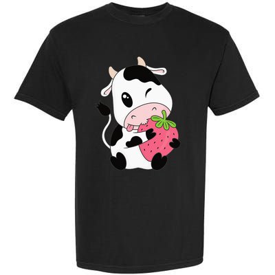 Cute Strawberry Cow Print Kawaii Aesthetic Animal Garment-Dyed Heavyweight T-Shirt