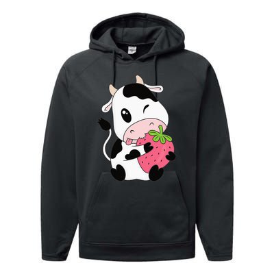 Cute Strawberry Cow Print Kawaii Aesthetic Animal Performance Fleece Hoodie