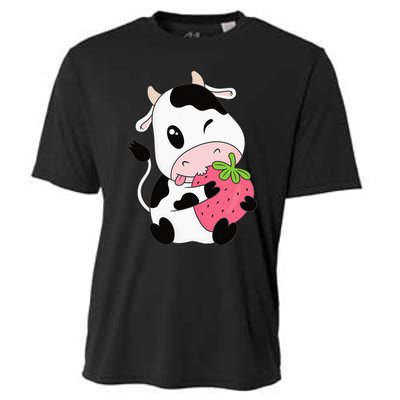 Cute Strawberry Cow Print Kawaii Aesthetic Animal Cooling Performance Crew T-Shirt