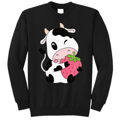 Cute Strawberry Cow Print Kawaii Aesthetic Animal Sweatshirt