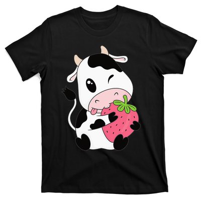 Cute Strawberry Cow Print Kawaii Aesthetic Animal T-Shirt