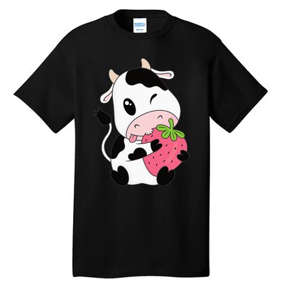 Cute Strawberry Cow Print Kawaii Aesthetic Animal Tall T-Shirt