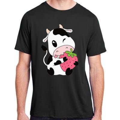 Cute Strawberry Cow Print Kawaii Aesthetic Animal Adult ChromaSoft Performance T-Shirt