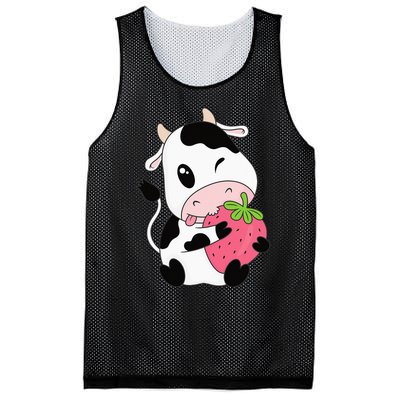 Cute Strawberry Cow Print Kawaii Aesthetic Animal Mesh Reversible Basketball Jersey Tank