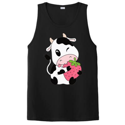 Cute Strawberry Cow Print Kawaii Aesthetic Animal PosiCharge Competitor Tank