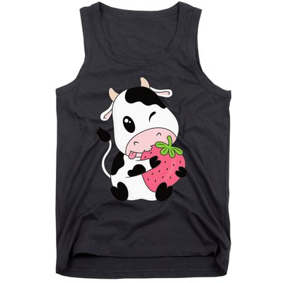 Cute Strawberry Cow Print Kawaii Aesthetic Animal Tank Top