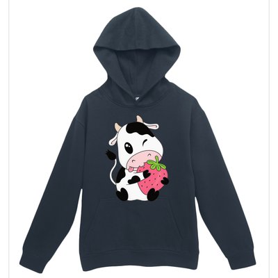 Cute Strawberry Cow Print Kawaii Aesthetic Animal Urban Pullover Hoodie