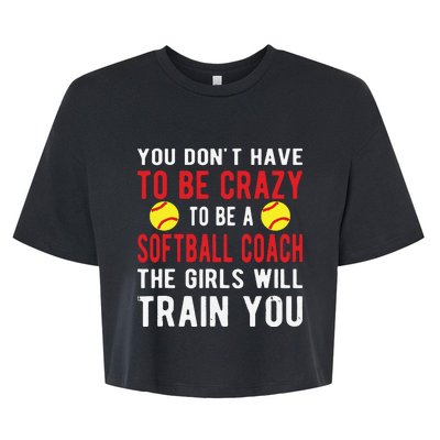 Crazy Softball Coach Softball Coaching Bella+Canvas Jersey Crop Tee