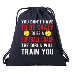 Crazy Softball Coach Softball Coaching Drawstring Bag