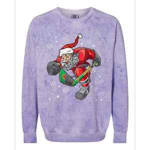 Christmas Santa Claus Player Ice Hockey Funny Colorblast Crewneck Sweatshirt