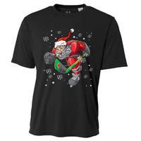 Christmas Santa Claus Player Ice Hockey Funny Cooling Performance Crew T-Shirt