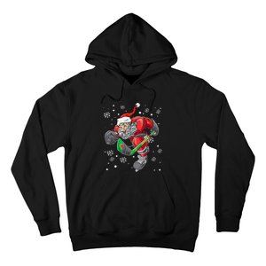 Christmas Santa Claus Player Ice Hockey Funny Hoodie