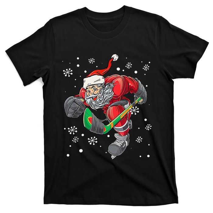 Christmas Santa Claus Player Ice Hockey Funny T-Shirt