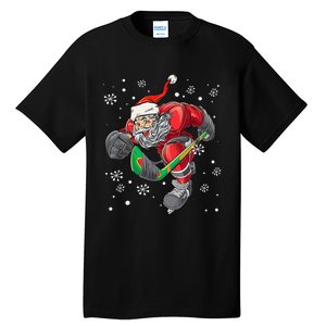 Christmas Santa Claus Player Ice Hockey Funny Tall T-Shirt