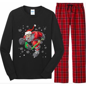 Christmas Santa Claus Player Ice Hockey Funny Long Sleeve Pajama Set