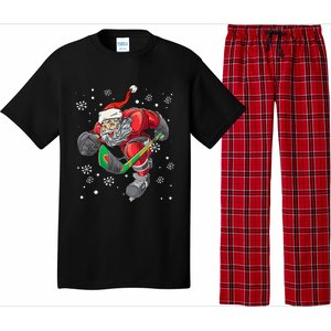 Christmas Santa Claus Player Ice Hockey Funny Pajama Set