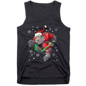 Christmas Santa Claus Player Ice Hockey Funny Tank Top