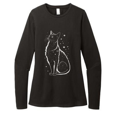 Cat Silhouette Cosmic Galaxy Cat Mom Cat Dad Cat Lover Cool Gift Womens CVC Long Sleeve Shirt