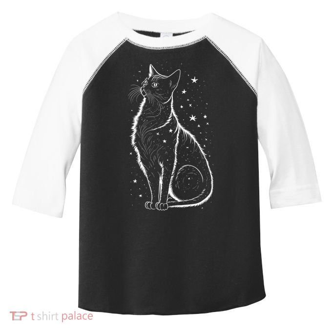 Cat Silhouette Cosmic Galaxy Cat Mom Cat Dad Cat Lover Cool Gift Toddler Fine Jersey T-Shirt