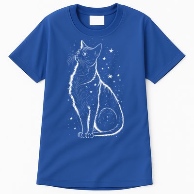 Cat Silhouette Cosmic Galaxy Cat Mom Cat Dad Cat Lover Cool Gift Tall T-Shirt