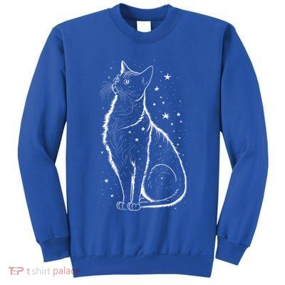 Cat Silhouette Cosmic Galaxy Cat Mom Cat Dad Cat Lover Cool Gift Tall Sweatshirt
