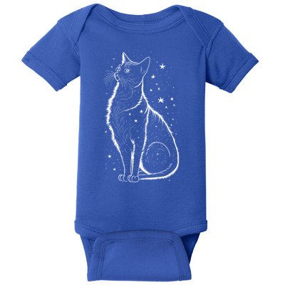 Cat Silhouette Cosmic Galaxy Cat Mom Cat Dad Cat Lover Cool Gift Baby Bodysuit