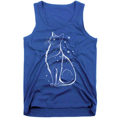 Cat Silhouette Cosmic Galaxy Cat Mom Cat Dad Cat Lover Cool Gift Tank Top