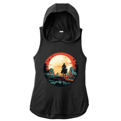 Cool Space Cowboy With Horse Costume Ladies PosiCharge Tri-Blend Wicking Draft Hoodie Tank