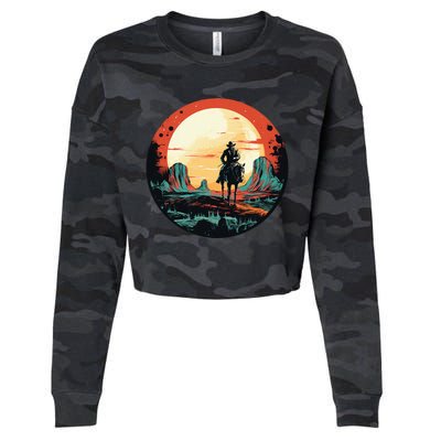 Cool Space Cowboy With Horse Costume Cropped Pullover Crew