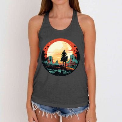 Cool Space Cowboy With Horse Costume Women's Knotted Racerback Tank