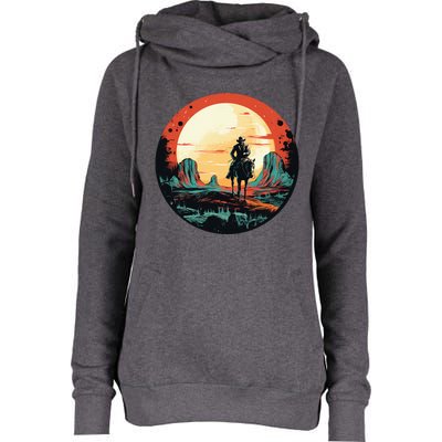 Cool Space Cowboy With Horse Costume Womens Funnel Neck Pullover Hood