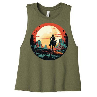 Cool Space Cowboy With Horse Costume Women's Racerback Cropped Tank