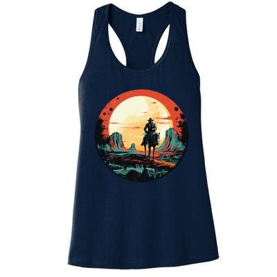 Cool Space Cowboy With Horse Costume Women's Racerback Tank