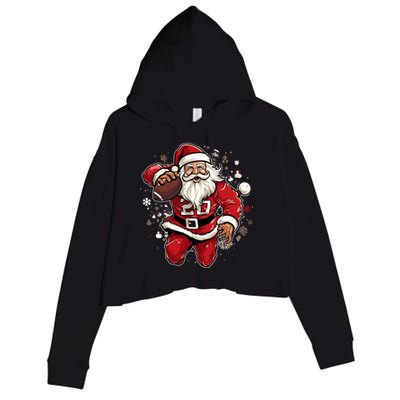 Christmas Santa Claus Football Xmas Meaningful Gift Crop Fleece Hoodie